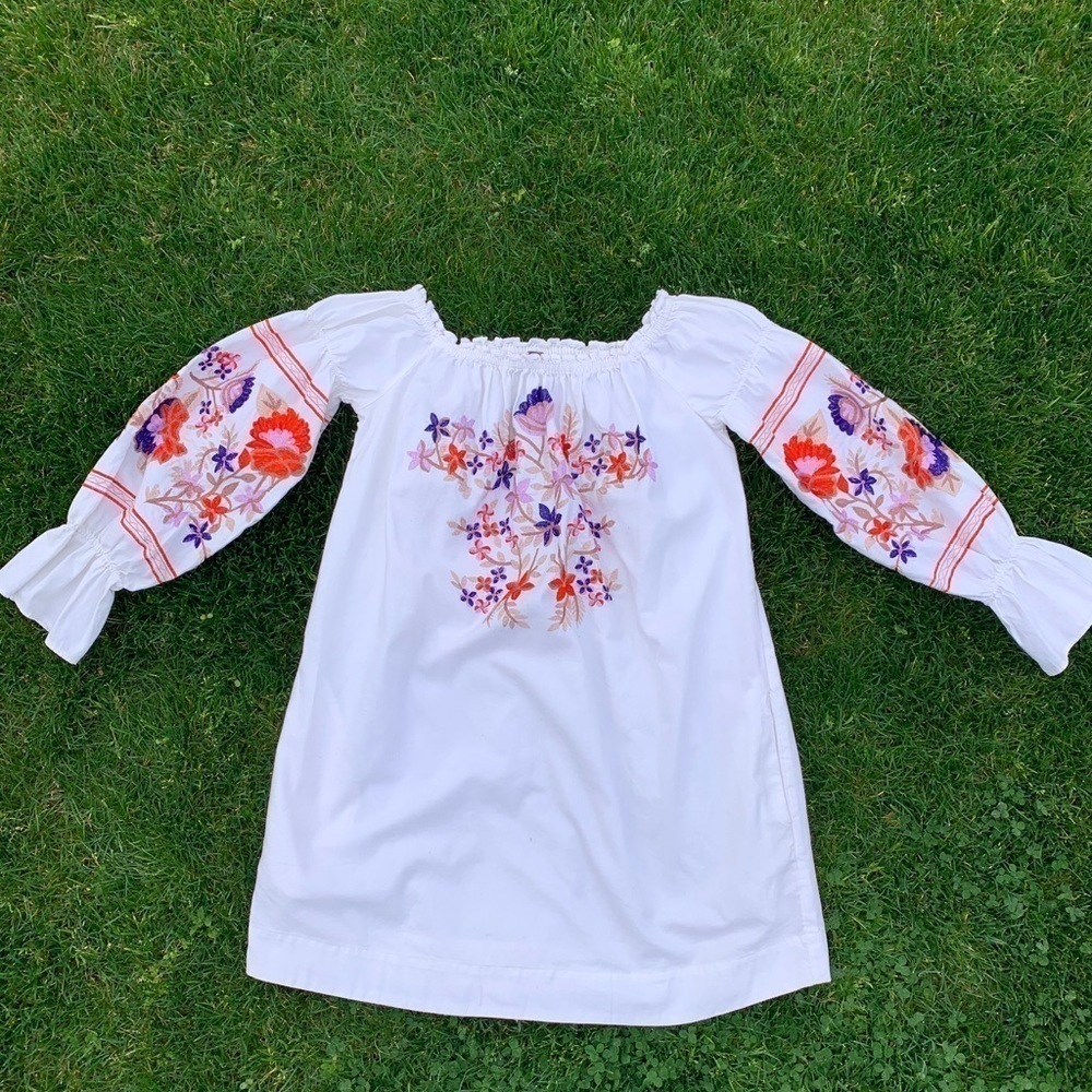 Free People | Fleur du joir Embroidered Shift BoHo Dress | Size Small - Picture 4 of 9